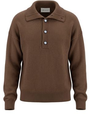 Ami Paris Maglione in lana con collo a polo - Marrone