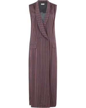 Dries Van Noten Long Draped Dress With A V-Neck - Purple