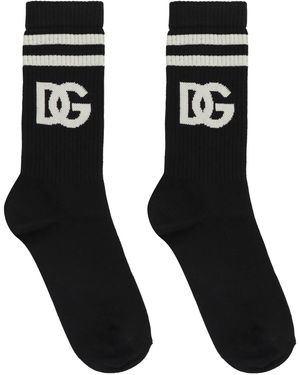 Dolce & Gabbana Calzini in misto cotone con logo - Nero