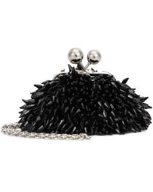 Weekend by Maxmara Pasticcino Mini Handbag With Pom-Pom Details And Shoulder Strap (11 Cm X 4.5 Cm X 10 Cm) - Black