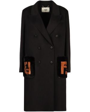 Fendi Cappotto doppiopetto in lana - Nero