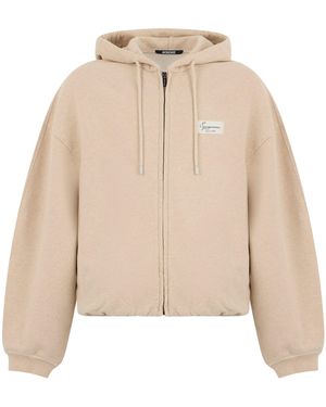 Jacquemus Hoodie With Zipper - Natural