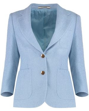 0205 Tagliatore J-Debra Single-Breasted One Button Jacket - Blue