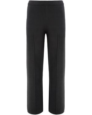 Calvin Klein Knit Trousers Viscose Wide-Leg - Black