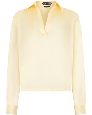 Tom Ford Silk Stretch Blouse - Natural