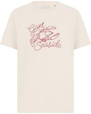 GANT Cotton T-Shirt With Embroidery - Pink