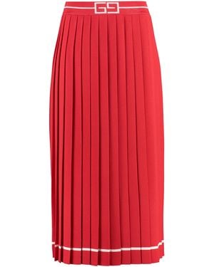 Gucci Pleated Knit Skirt With Elastic Waistband - Red