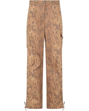 Ganni Printed Cotton Cargo Trousers - Natural