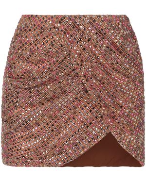 Self-Portrait Net Skirt With Rhinestones - Brown