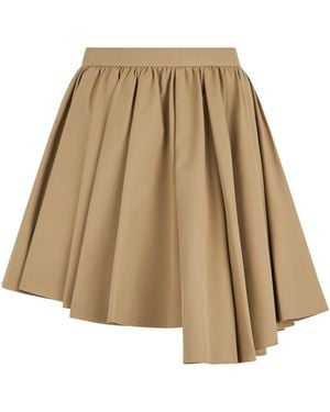 Self-Portrait Pleated Midi Skirt - Natural