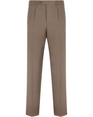 Canali Straight Wool Trousers - Brown