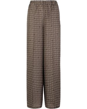 Max Mara Printed Silk Trousers - Brown