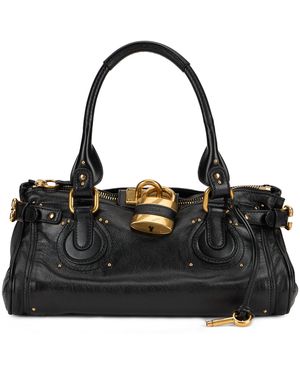 Chloé Elegant Leather Bag With Golden Details - Black