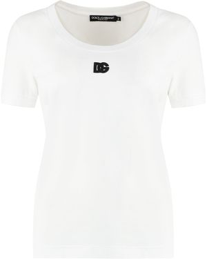 Dolce & Gabbana T-Shirt With Embroidered Logo - White
