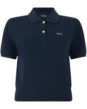 A.P.C. Short-Sleeve Polo Cotton Tops - Blue