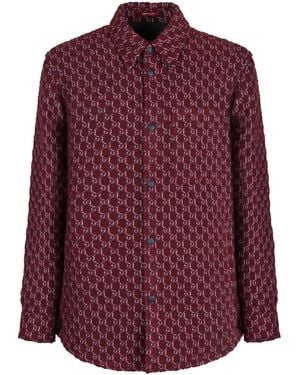 Gucci Burgundy Boucle Padded Shirt - Purple
