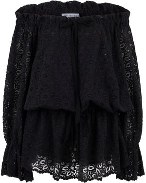 LES FILLES D'EVA Lace Blouse With Draping - Black