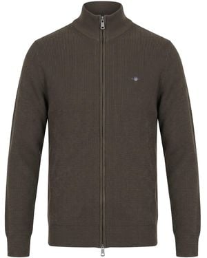 GANT Cotton Cardigan With Zipper - Grey