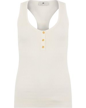 Elisabetta Franchi Ribbed Tank Top With Buttons - White