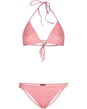 Gucci Slip bikini con stampa GG - Rosa