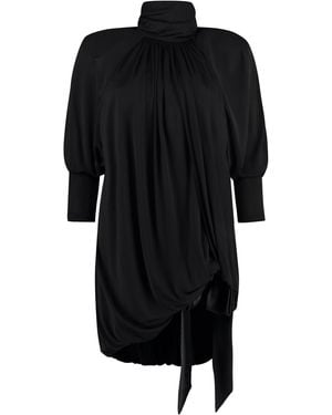 Saint Laurent Draped Jersey Dress - Black