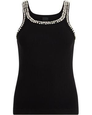 Pinko Striped Top With Jewel Embroidery - Black