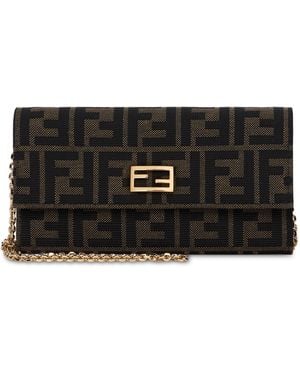 Fendi Clutch Continental With Shoulder Strap - Black
