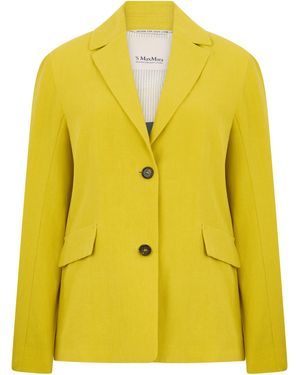 Max Mara S Max Mara Single-Breasted Linen Blazer - Yellow