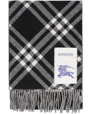 Burberry Checked Cashmere Scarf - Black