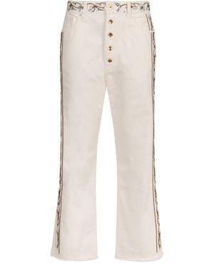Rabanne Rhinestone-Embellished Cropped Flare Jeans - White