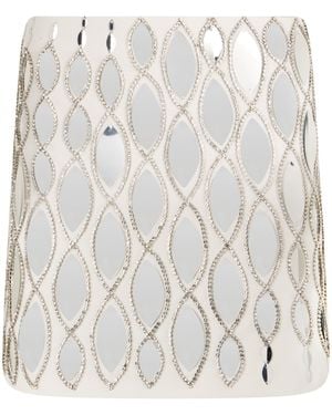 Des Phemmes Short Skirt With Mirrors And Rhinestones - White