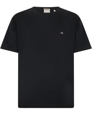 GANT Cotton T-Shirt With Logo - Black