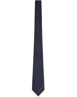 Gucci Silk Jacquard Tie With Clamp - Blue