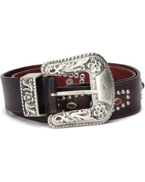 Golden Goose Leather Belt With Metal Buckle - Grey