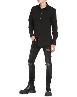 Dolce & Gabbana Camicia in cotone con collo all'italiana - Nero