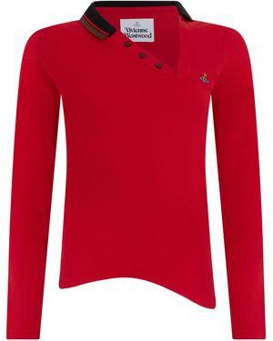 Vivienne Westwood Polo con scollo asimmetrico - Rosso