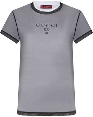Gucci Double Layered Jersey T-Shirt With Print - Grey