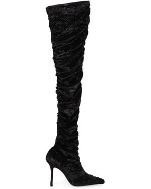 Jimmy Choo Lotta Velvet Boots - Black