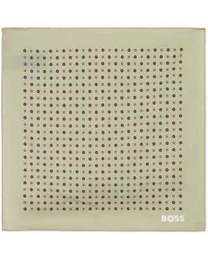 BOSS Scarf With Geometric Pattern - Natural