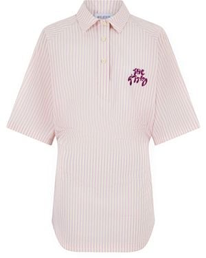 The Attico Short Cotton Dress With Stripes - Pink