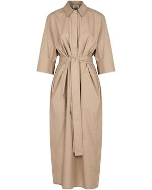 P.A.R.O.S.H. Belted Cotton Dress - Natural