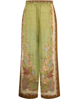 Zimmermann Printed Silk Pants - Green