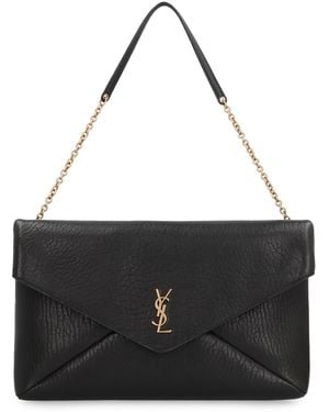 Saint Laurent Pochette Envelope Cassandre XXL in pelle - Nero