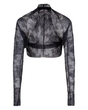 Alberta Ferretti Long Sleeve Lace Top - Black