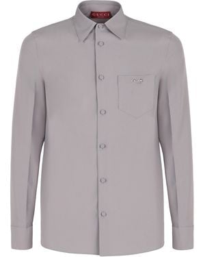 Gucci Technical Panama Shirt With Clamp - Gray