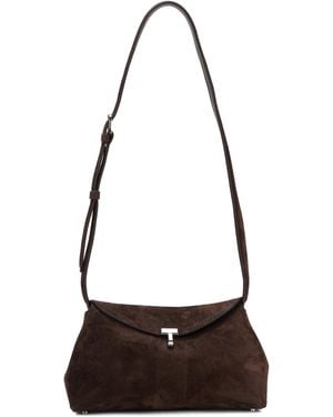 TOTEME Borsa a tracolla T-LOCK in suede - Bianco