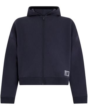 New Balance Hooded Zip-Up Sweatshirt With High Collar - Blue