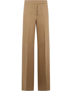 Max Mara Loose Linen Trousers - Natural