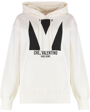 Valentino Garavani Logo Cotton Hoodie - White