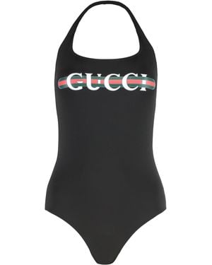Gucci Sparkling Jersey Swimsuit With Print - Black
